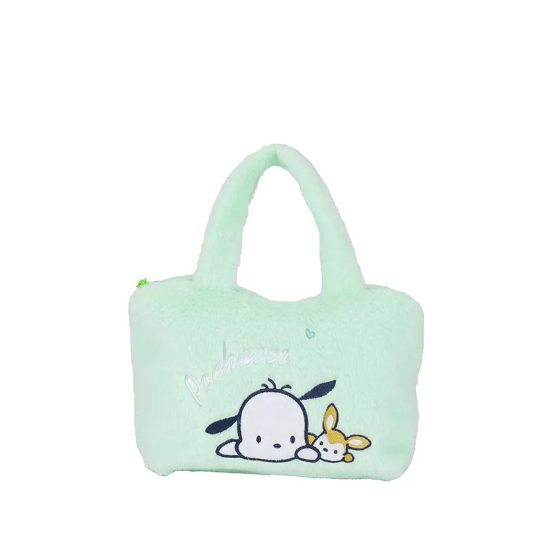 Kawaii Sanrio Hello Kitty Plush Bag Kuromi Melody Cinnamoroll Plushie Handbags Pochacco Cartoon Stuffed Bag for Girls Gifts