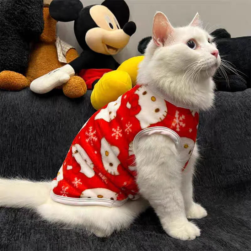 New Kawaii Hello Kitty Cat Sweater Costume Winter Warm Pet Clothes For Cats Pullover Mascotas Clothing Gatos Products For Animal