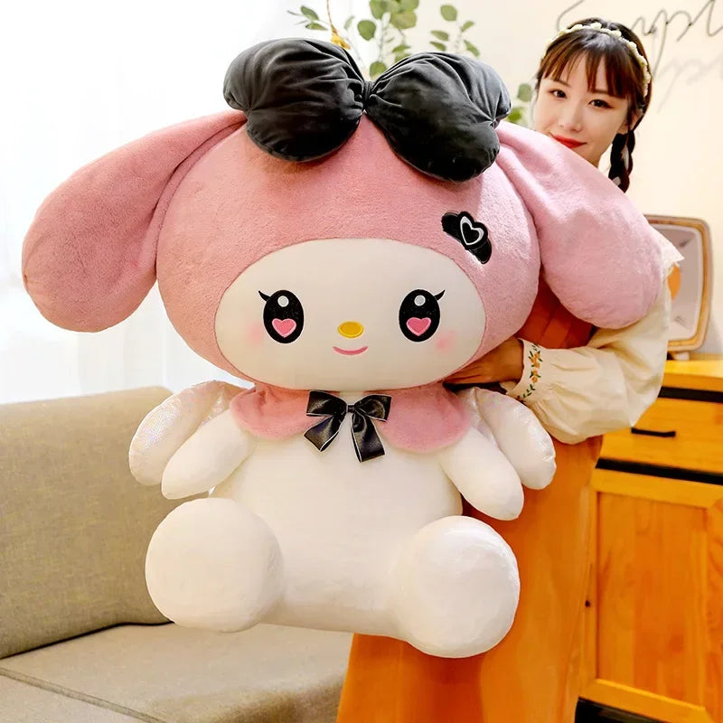 60cm Big Size New Sanrio Cute Demon Kuromi Plush Toy Angel My Melody Plushies Pillow Doll Stuffed Animal Home Decor