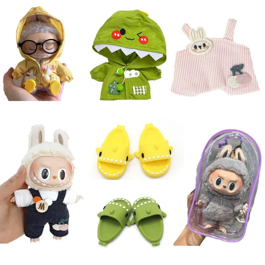 Mini Plush Doll'S Clothes Outfit Accessories For Korea Kpop Exo Labubu Idol T-shirt overalls slippers glasses Clothing Gift