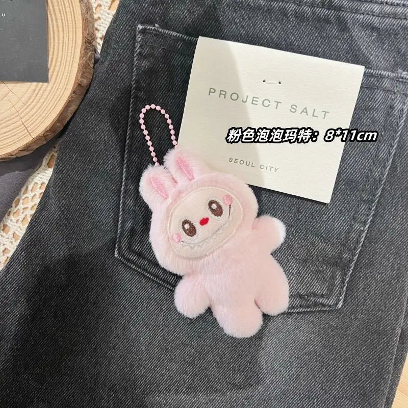 New Cartoon Labubu Plush Doll Pendant Kawaii Keychain Student Schoolbag Pendant Doll Girl Boy Gift Toys