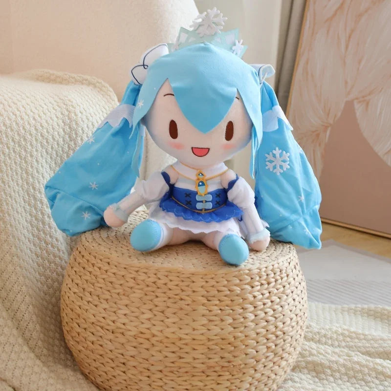 Snow Princess Dress Hatsune Miku Snowflake Crown Plush Toy Limit Plushies Japanese Style Cute Girl Collect Doll Home Decor Gift