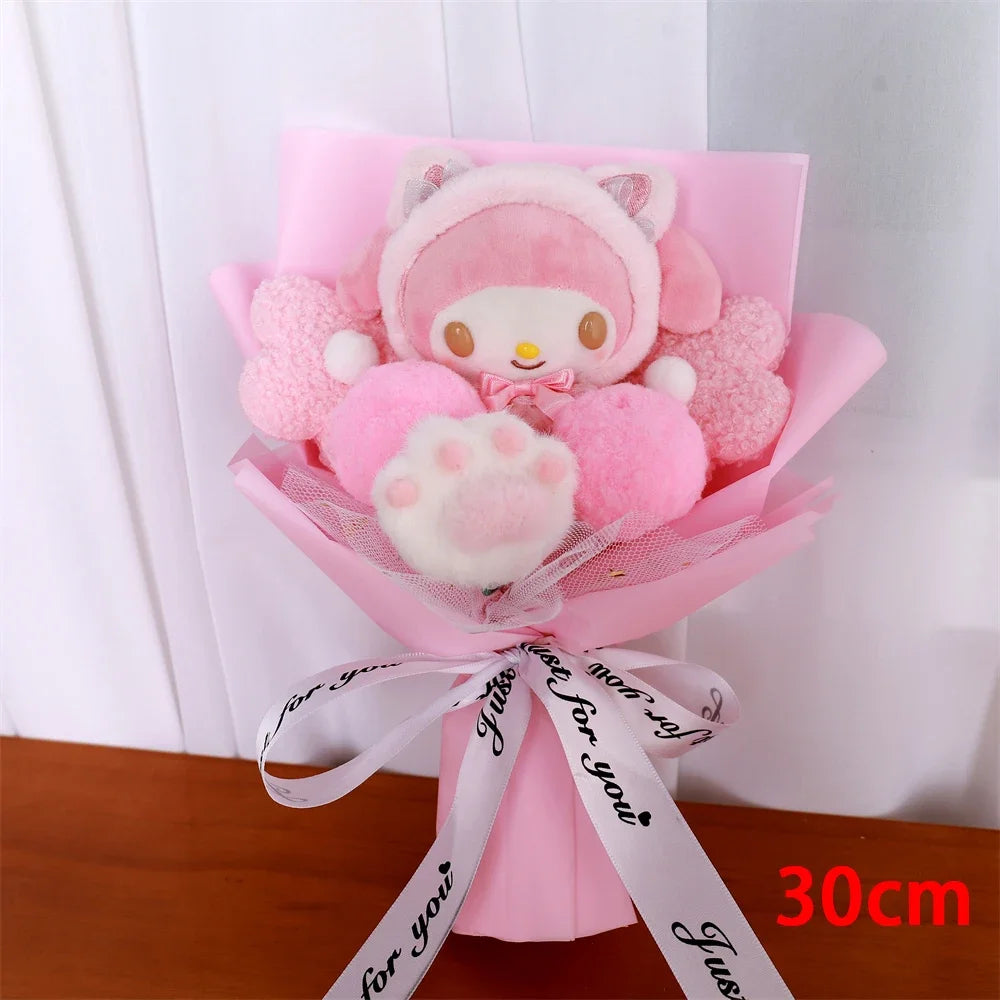 Cartoon Kuromi Hello Kitty Cinnamoroll  Plush Bouquet Rose Wedding Party Decoration Valentine's Day Christmas Birthday Gift