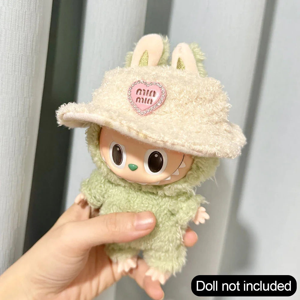 Mini Doll'S Clothes Outfit Accessories For Korea Labubu V1 V2 Idol sitting party pink and white striped sweater cup Clothing