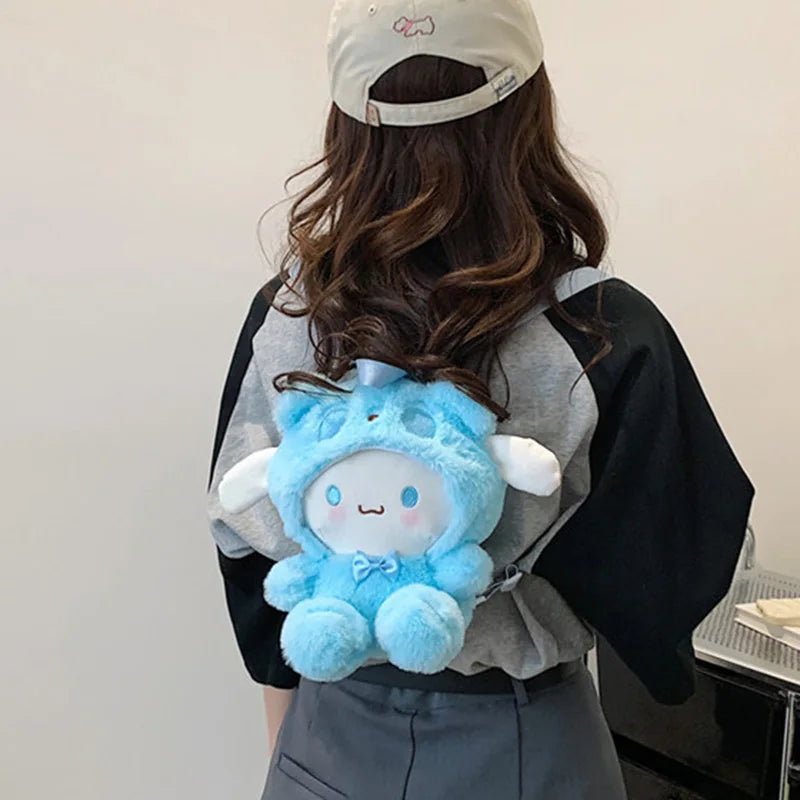 22Cm Kawaii Sanrio Plush Backpack Anime Kuromi Hello Kitty Cinnamoroll Plushie Bag Anime Cartoon Shoulder Backpacks Girl Gifts