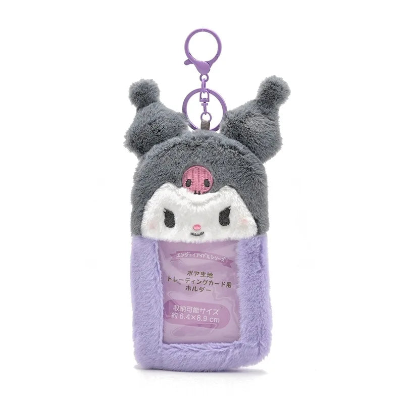 kawaii Sanrio Plush ID Card Set Sanrio Kawaii Hello Kitty Kuromi Idol Photo Keychain Bus Student ID Card Holder Card Cover