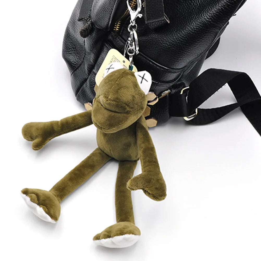 20cm Funny Cartoon Dead Frog Plush Keychains Pendant Soft Stuffed Animal TOY For Boys Backpack Keychains Plush Toys Gifts