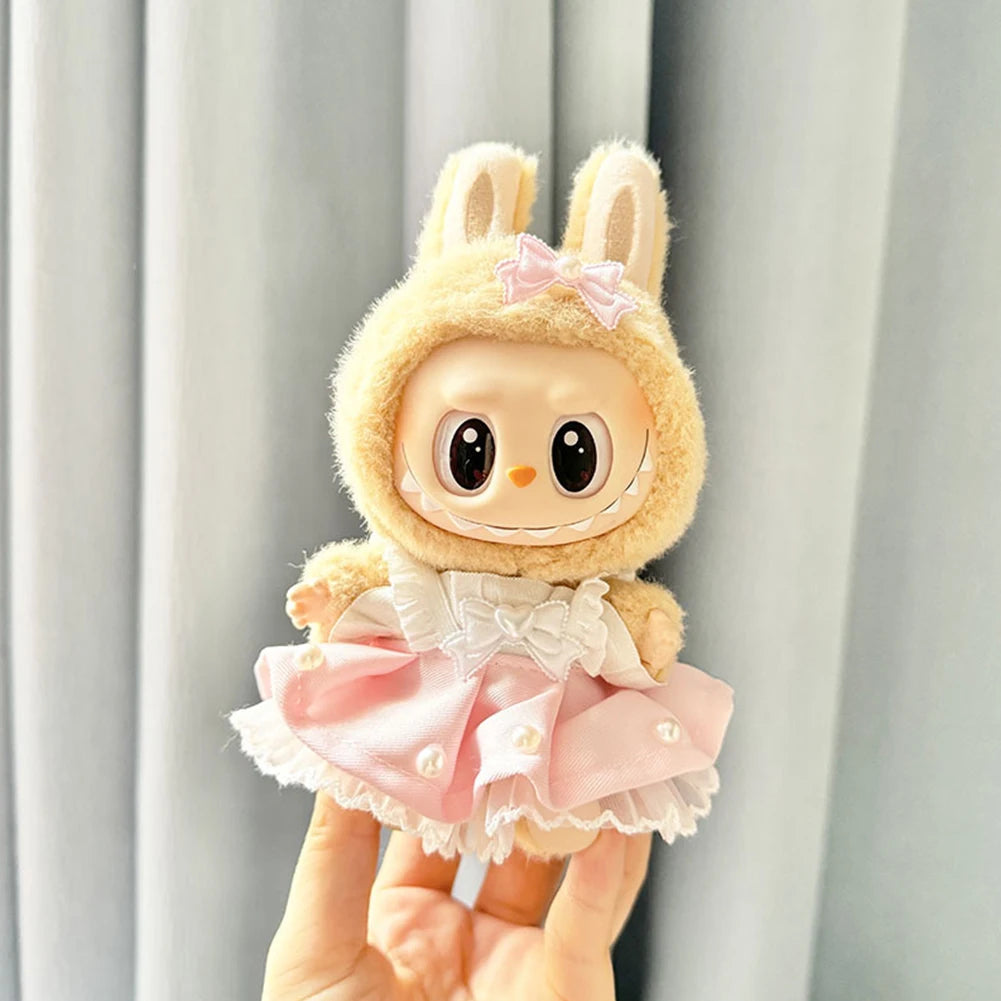 Mini Plush Doll'S Clothes Outfit Accessories For Korea Kpop Exo Labubu Idol V1 V2 bubble overalls hat Clothing Gift