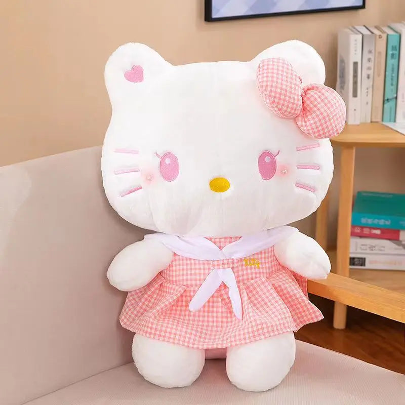 55cm Big Size Sanrio Skirt Hello Kitty Filled Soft Plush Doll Cartoon Plushies Children's Cloth Doll 2024 New Children's Gift