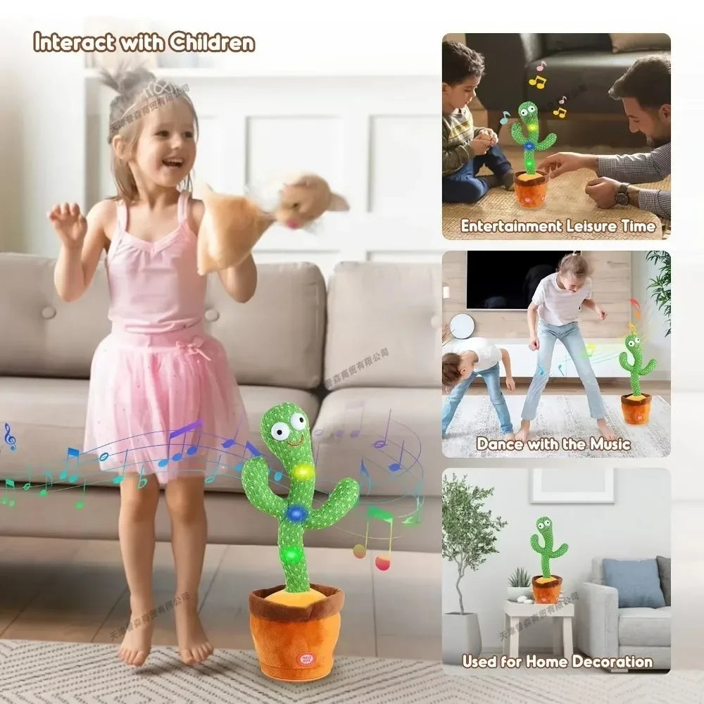 Smart Electronic Plush Toy for Children Singing Dancing Talking and Sound Recording Cactus Toys for Baby Xmas Gifts for Kids