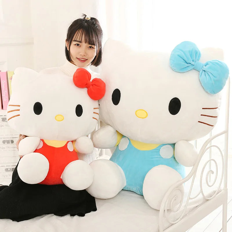 Big Size Lovely Sanrio Plush Hello Kitty Peluche Plush Kawaii KT Plushies Hello Kitty Stuffed Doll Animal Toy Ragdoll Xmas Gift