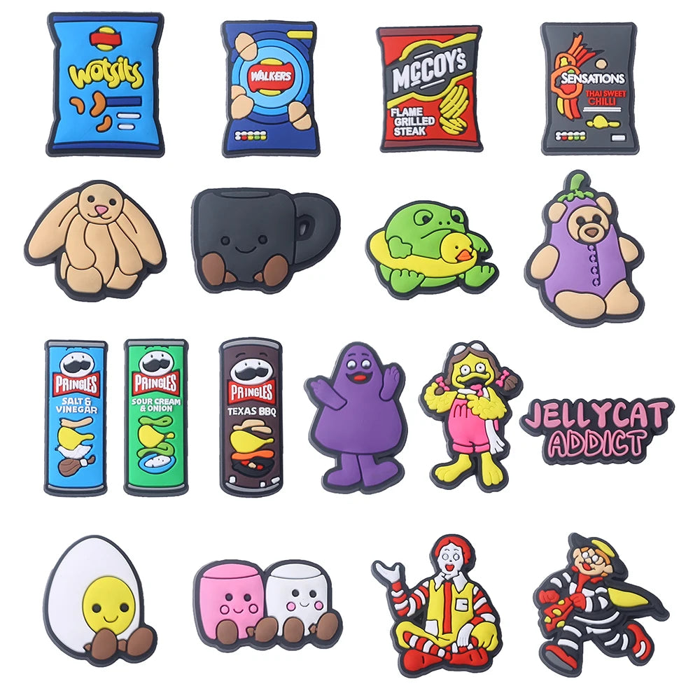 7-18pcs/SET Crisps Plush Toy Series for Shoe Charms Accessories DIY Decoration for Classic Clog Kids Gifts