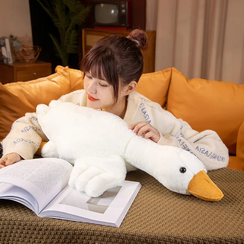 190CM Giant Simulation Duck Plush Toy Soft Huggable Pillow Stuffed Giant Goose Cuddly Swan Baby Doll for Kids Girl Birthday Gift