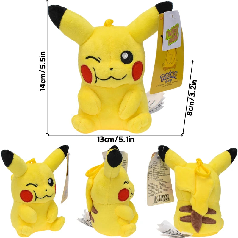 Kawaii Pikachu Charmander Psyduck Plush Toys Keychain Cute Anime Snorlax Stuffed Animals Peluche Pendants Dolls Gifts