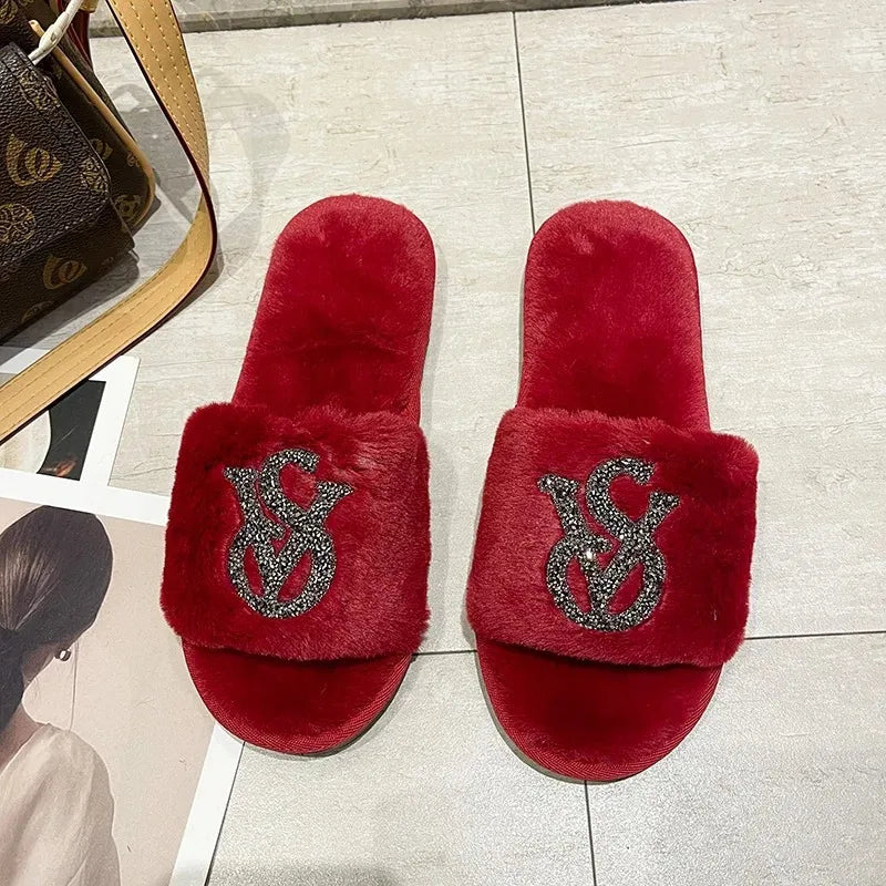 Fluffy Slippers Women Home Fashion Designer Shoes Ladies Popular Casual Platform Indoor Fur Slides Girls Flats Open Toe Elegant