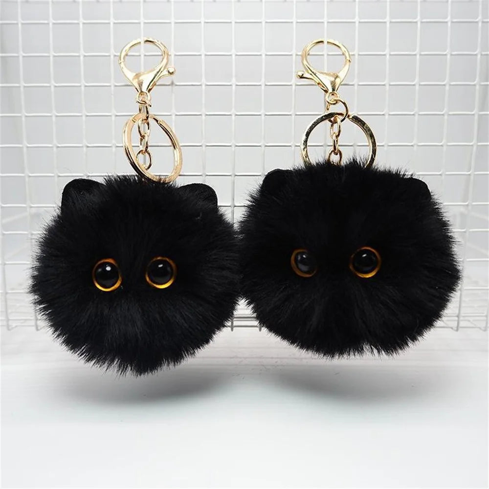 Blush Cat Ball Mountain Mountain Black Briquettes Cat Hand Plush Doll Key Chain Pendant Girl Heart School Bag Pendant