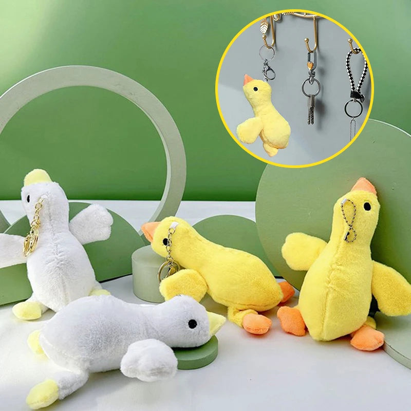 Stuffed Goose Keychain Cute Lie Down Goose Plush Keychain Adorable Stuffed Doll Ornament For Backpack Couple Key Ring Charm