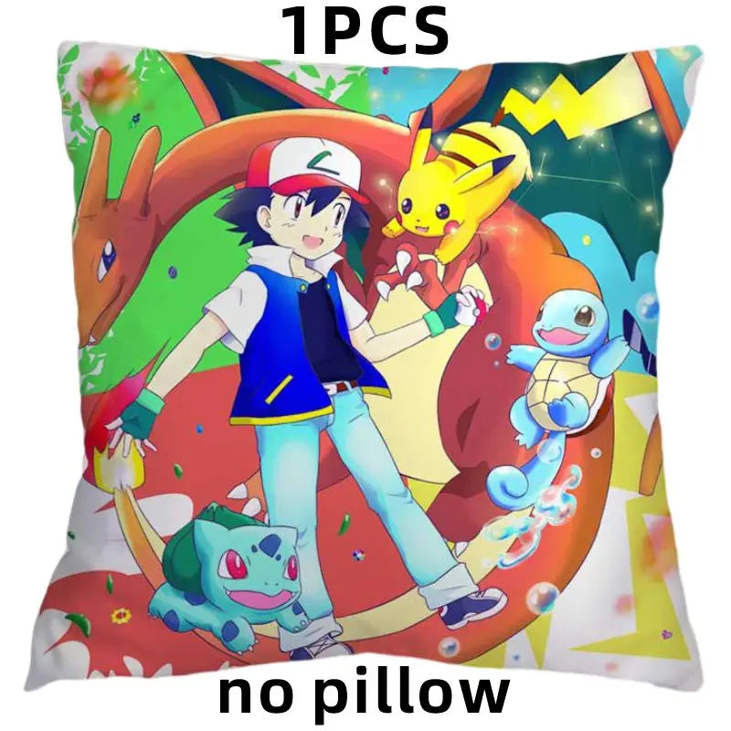 45X45CM Pokémon Pikachu Eevee Anime Short Plush Cute Cartoon Pillowcase Home Sofa Office Cushion Pillow Cushion Cover Wholesale