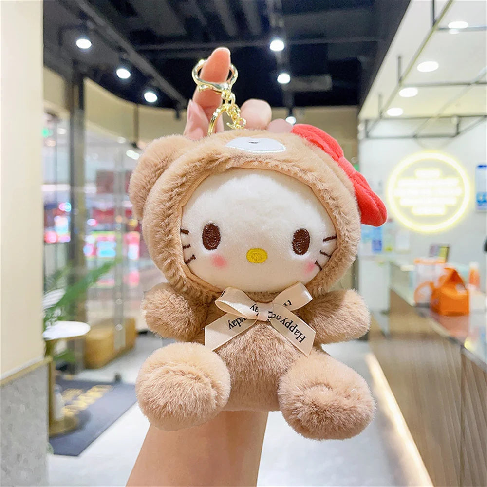 Sanrio Plush Kuromi Keychain Cute Melody Figure Dolls Keyring Schoolbag Pendant Toy Key Chains Ornaments Birthday Gift for Kids