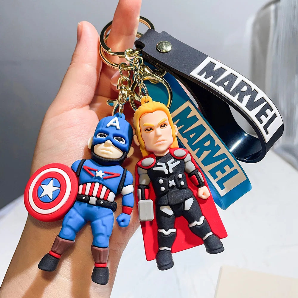 Disney Cartoon Avengers Spider Man Keychain Captain America Car Keychain Marvel Keyring Birthday Gift