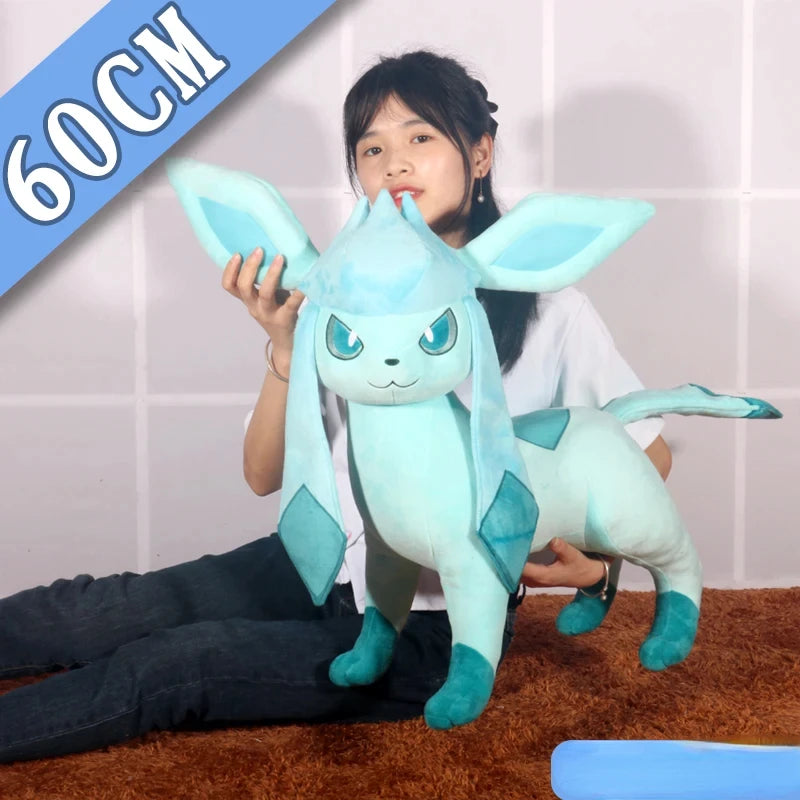 60cm Pokemon Large Glaceon High Quality Anime Plush Toy Doll Animal Stuffed Peluche Great Birthday Gift For Kids