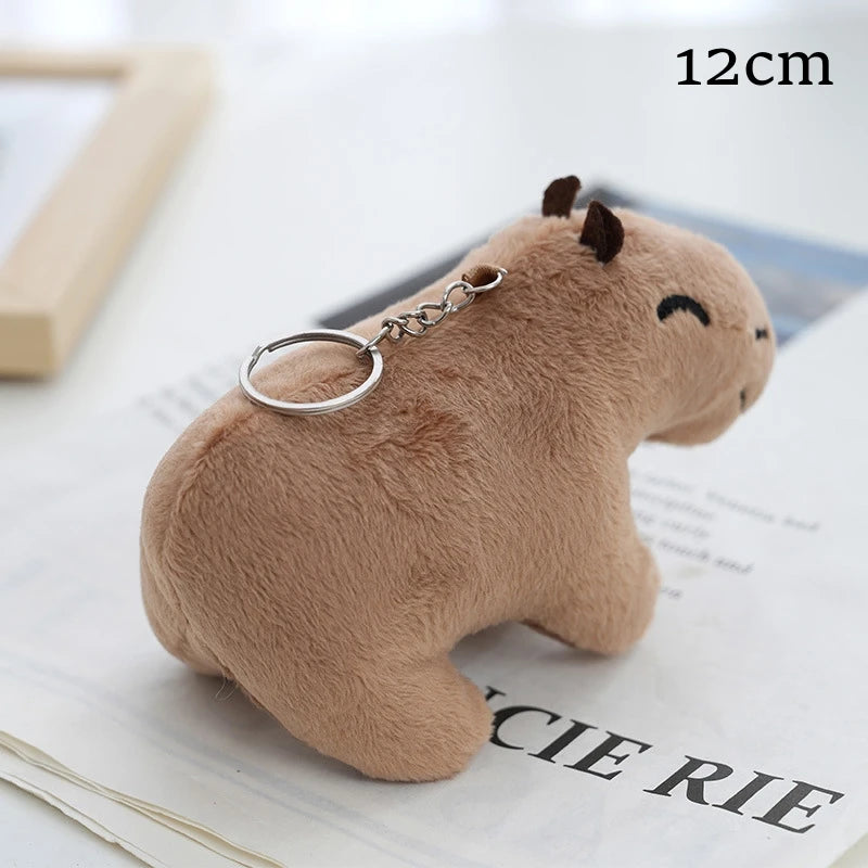 Cute Capybara Plush Toy Key Chain 12cm Stuffed Animals Keychain Bag Key Ring Pendant Car Key Accessories