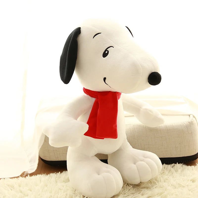 Big Size Dog Snoopy Plush Toy Cute Soft Anime Cartoon Wearing Scarf Animal Stuffed Doll Girls Pillow Christmas Gifts for Kids