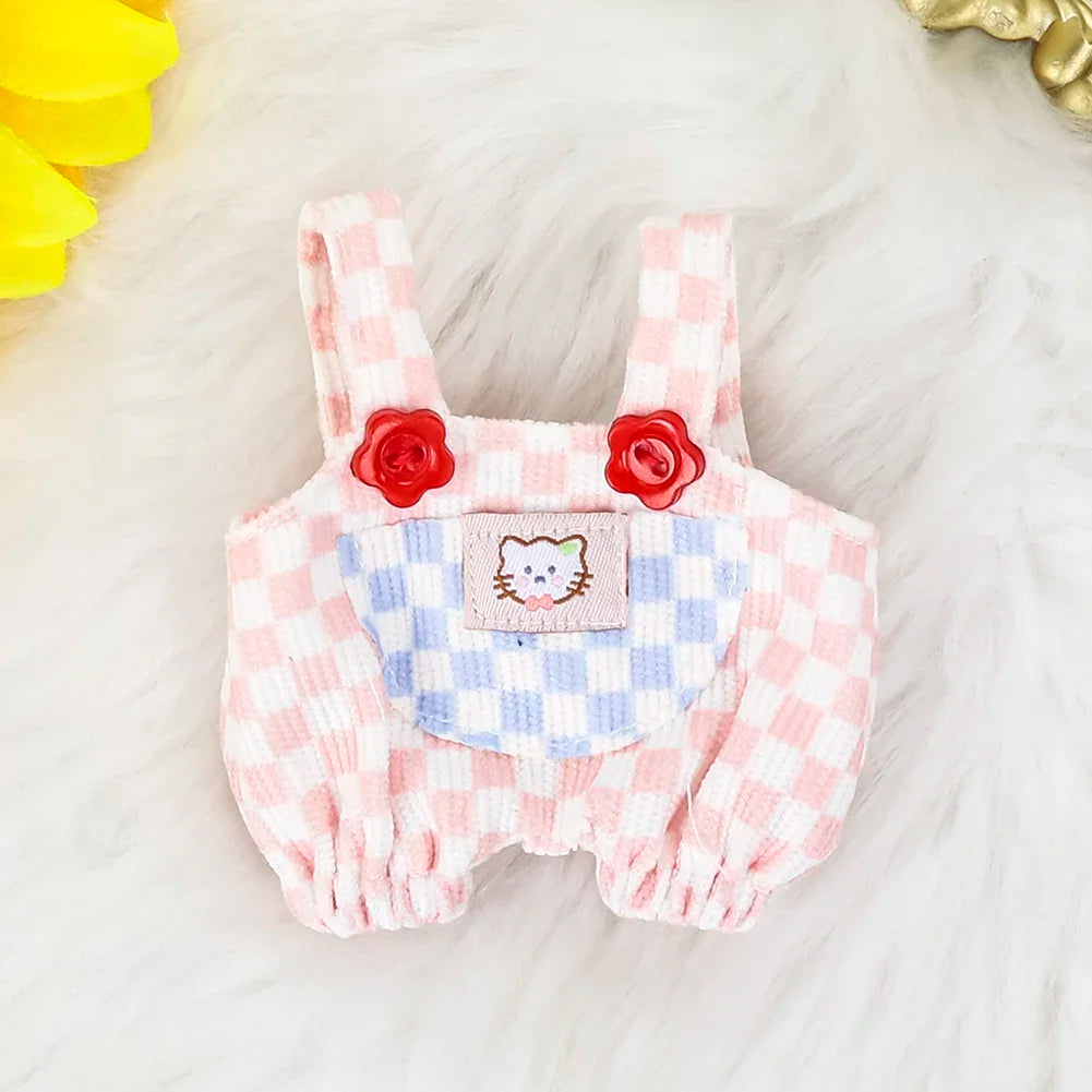 17cm Mini Plush Doll'S Clothes Outfit Accessories For Korea Kpop Exo Labubu Idol Floral skirt overalls suit Clothing Gift