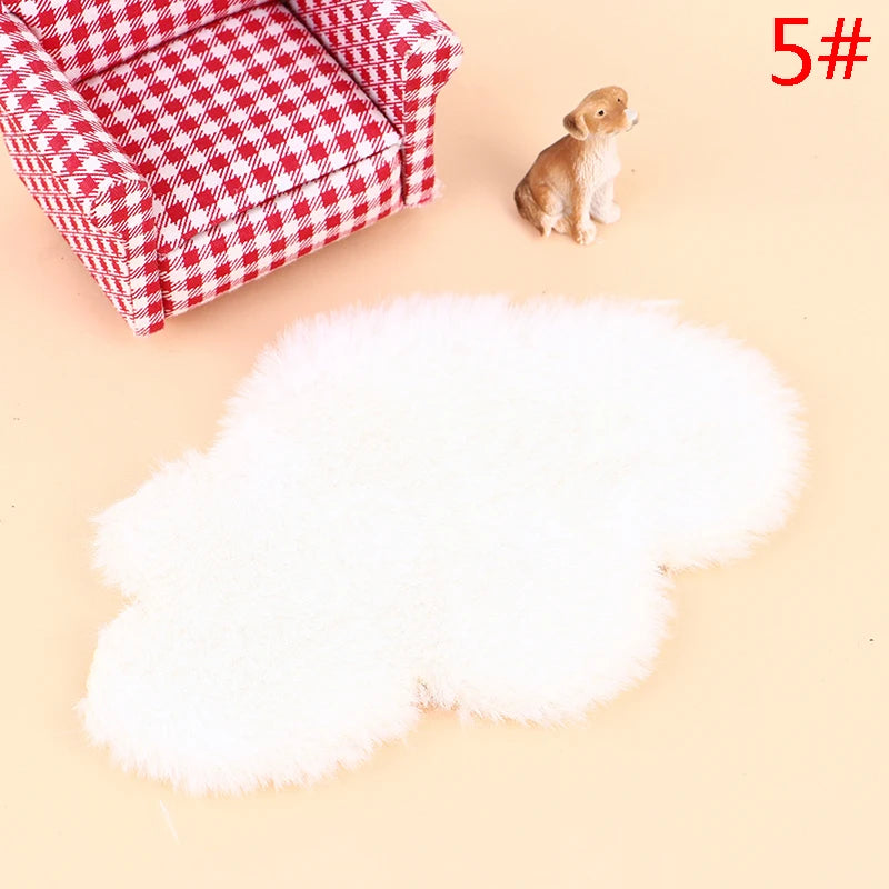 Dollhouse Miniature Plush Rug Carpet Mat Dolls House Living Room Furniture Decoration Accessories