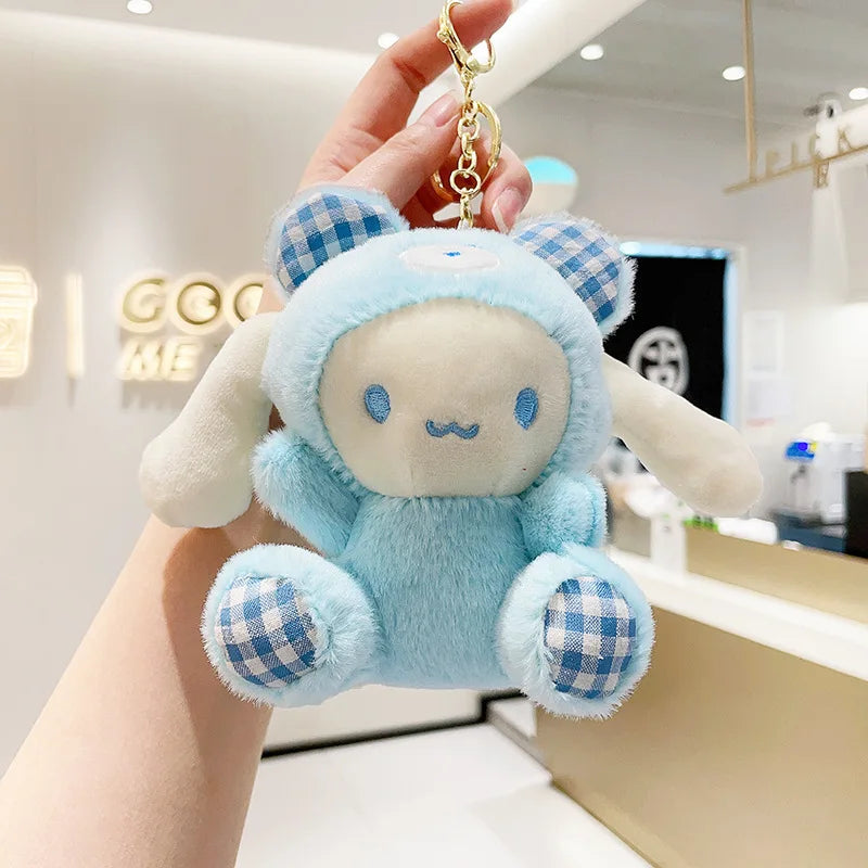 Sanrio Plush Keychain Hello Kitty Kuromi Cinnamoroll Melody Cute Stuffed Plushies Keychains Decor Girls Gifts Kids Toys