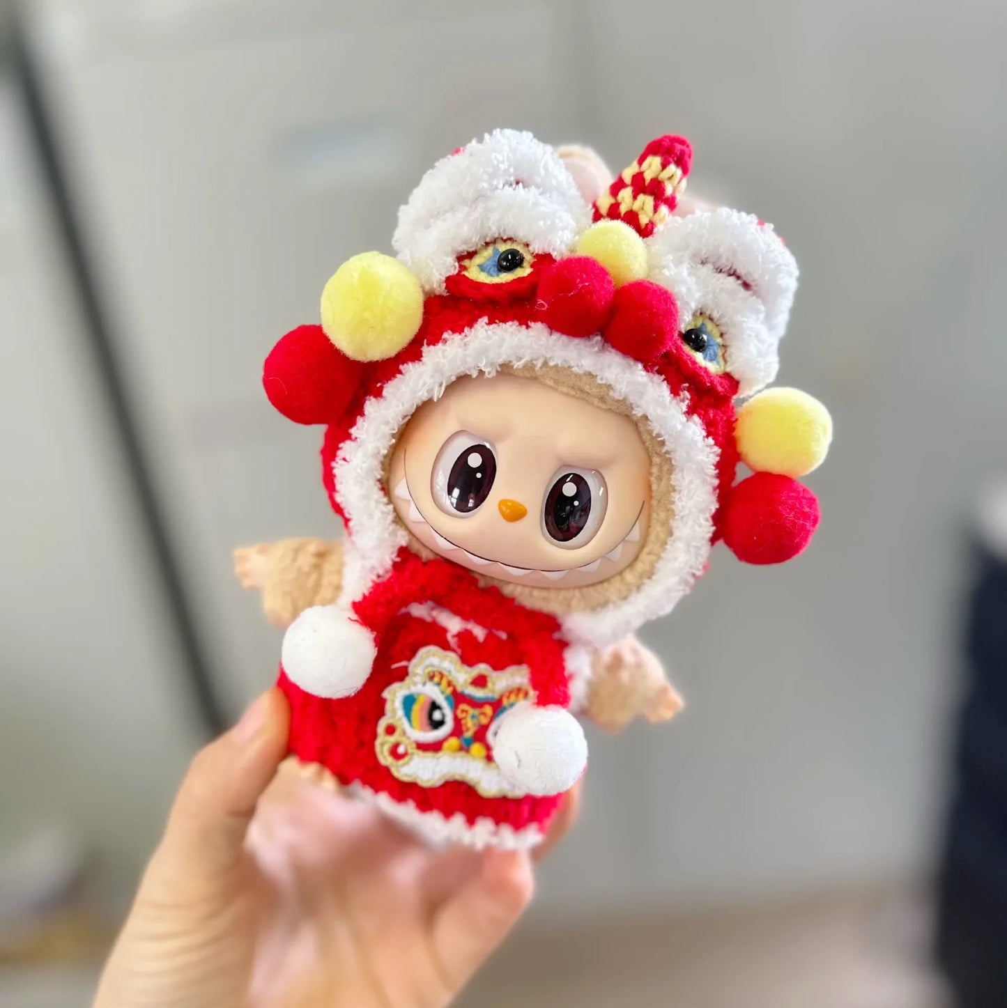 Mini Doll'S Clothes Outfit Accessories For Korea Labubu Idol V1 V2 New Year's clothes pure handmade lion dance suit Clothing