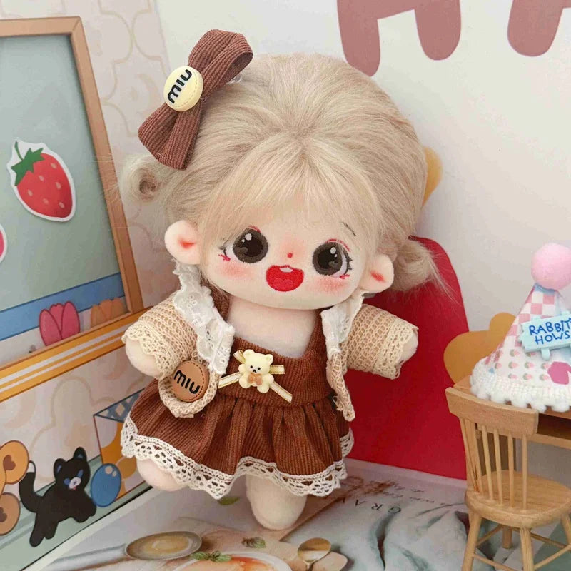 20cm Cute Plush Cotton Idol Doll With Clothes Stuffed Super Star Figure Dolls No Attribute Fat Body Doll Can Change Clothes Gift