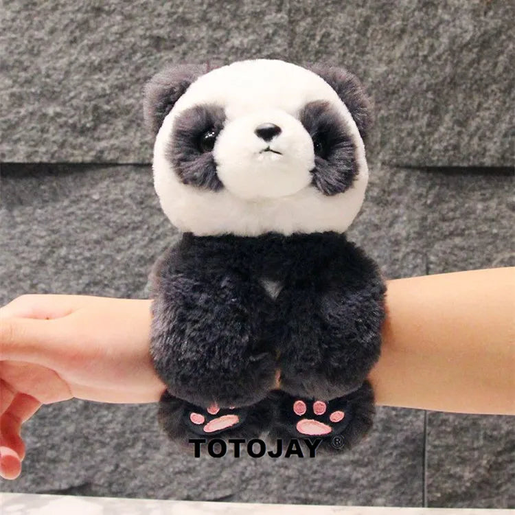 Lovely Animal Slap Snap Wrap Wristband Bracelet Bunny Panda Tiger Raccoon Plush Hand Ring Wristband Kids Toys Elegant Gift