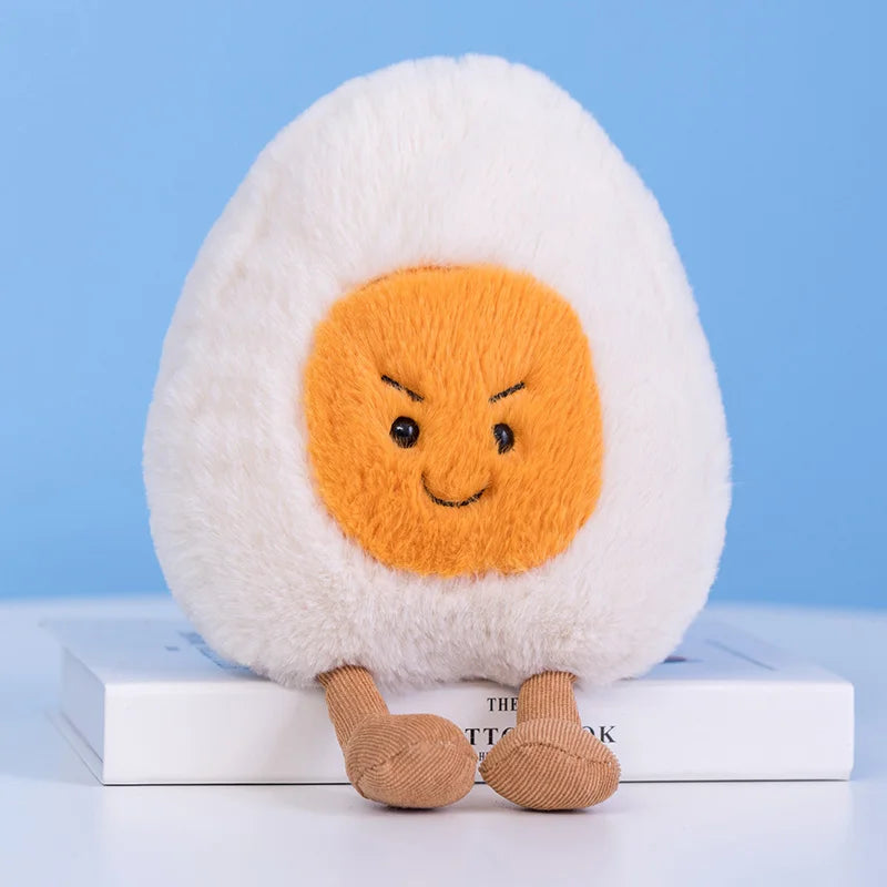 Furry Kawaii Soft Boiled Egg Plush Cuddly Plushies Doll Stuffed Food Long Plush Different Emotions Toys Home Decor Kids Gift