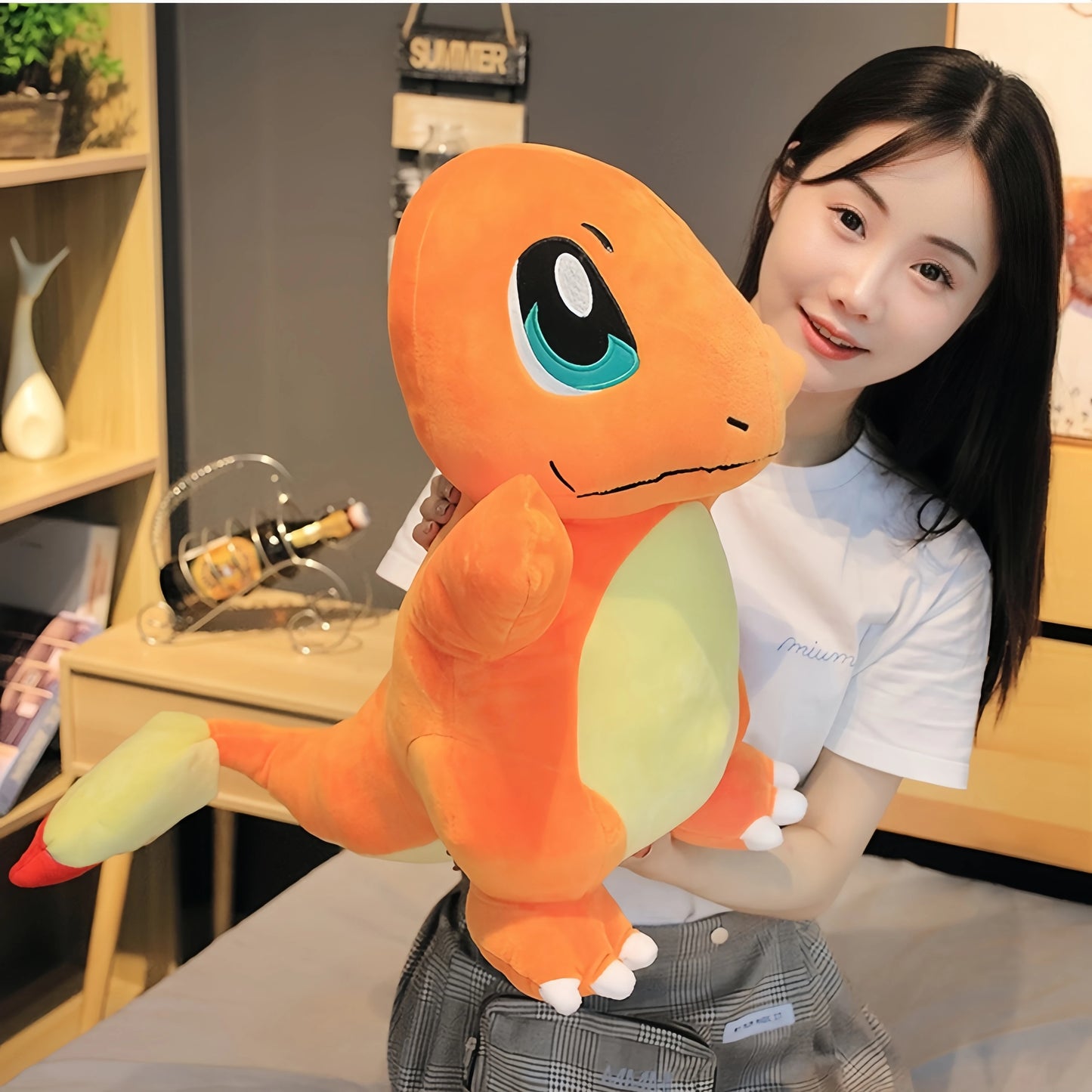 Big Size Charmander Plush Toy Lovely Stuffed Anime Cuddly Plushies Sofa Bed Home Decor Charmander Doll Pillow Xmas Gifts