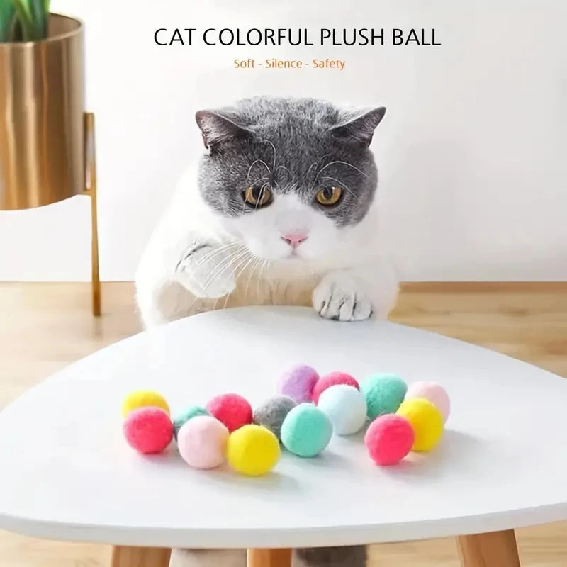 50/100pcs Cute And Fun Cat Toys Elasticball Chew Toys Cat Toy Ball Creative Color Interactive Cat Pom Pom Ball