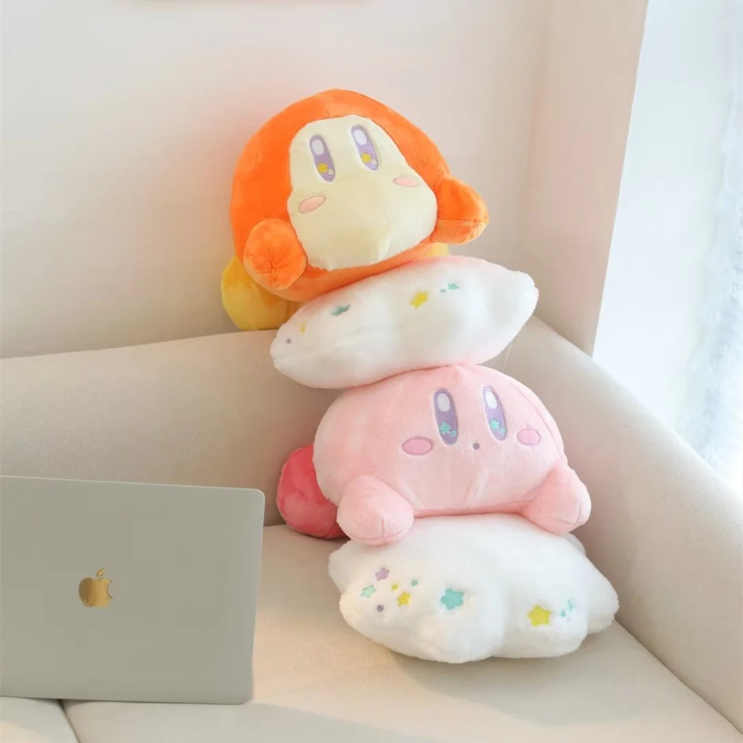 Cute Kirby Lying on the Clouds Plush Toy Lovely Waddle Dee Doll Stuffed Anime Plushies Throw Pillow Back Cushion Birthday Gifts