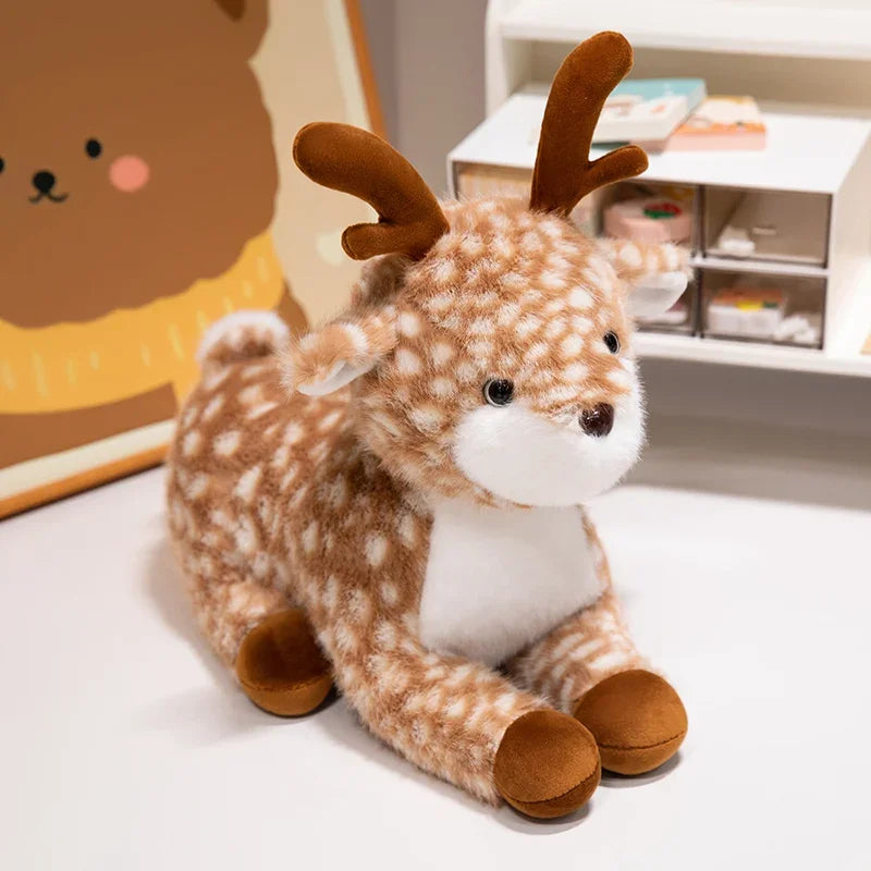 25-45cm Simulation Stuffed Sika Deer Toys Plush Animal Deer Dolls Children Playmate Kids Birthday Gift Home Decoration