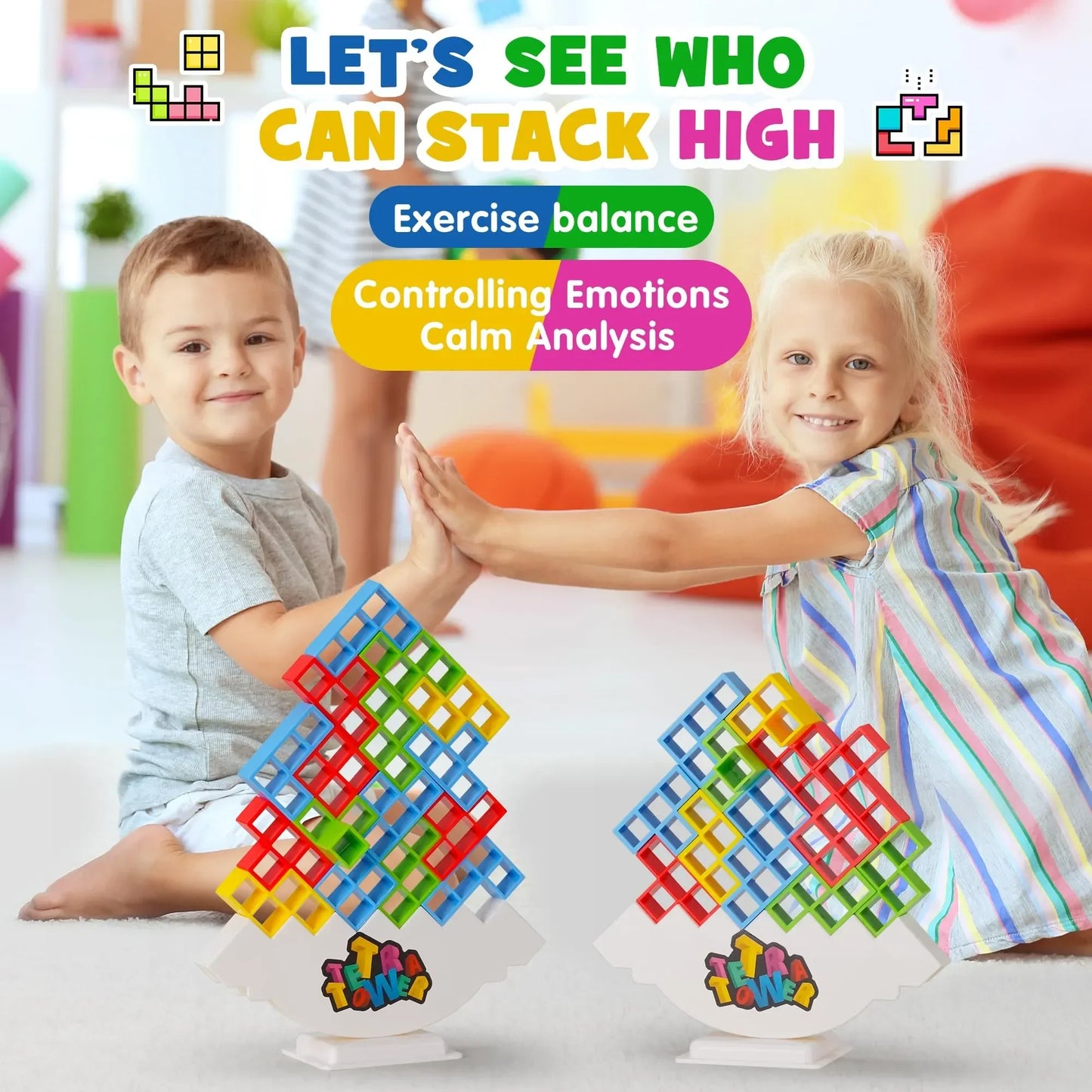 48PCS Tetra Tower Fun Balance Stacking Building Blocks Board Game for Kids Adults Friends Team Dorm Family Game Partie Gifts Toy