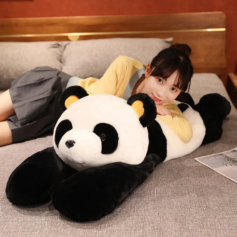 Cute Giant Long Panda Bear Plush Lie Prone Posture Stuffed Animal Doll Toy Pillow Cartoon Kawaii Dolls Girls Kids Gifts