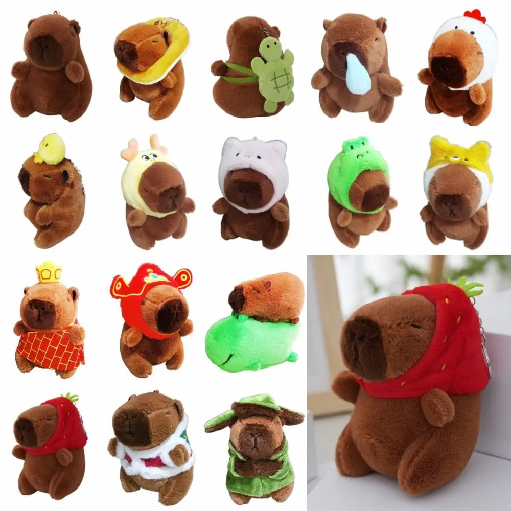 Multicolor Plush Capybara Keychain Cute Toy Cartoon Capybara Headgear Capybara Doll Accessories Guinea Pig Fluffty Animal Doll