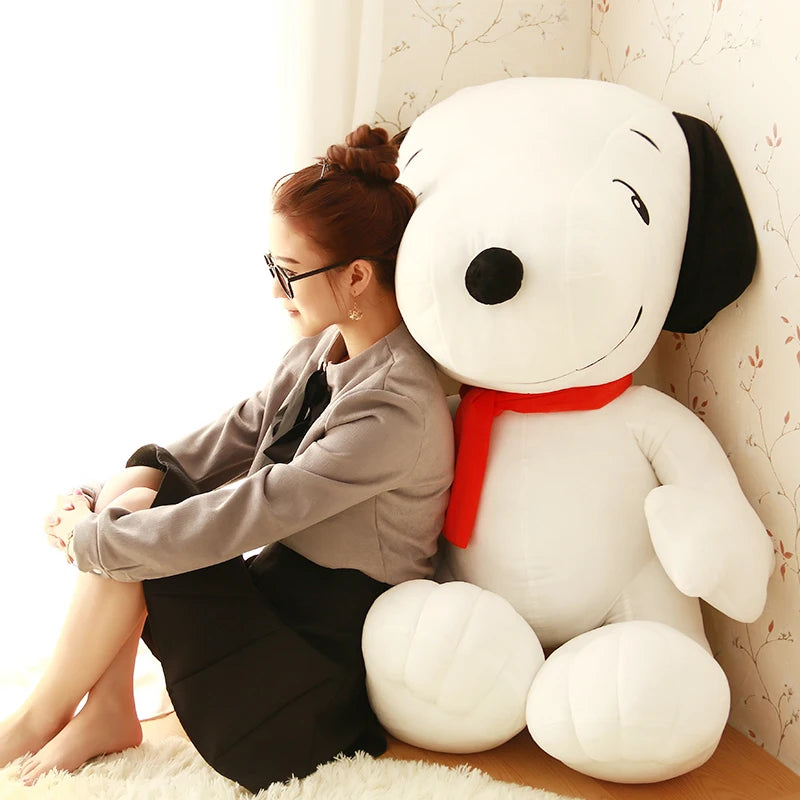 Big Size Dog Snoopy Plush Toy Cute Soft Anime Cartoon Wearing Scarf Animal Stuffed Doll Girls Pillow Christmas Gifts for Kids