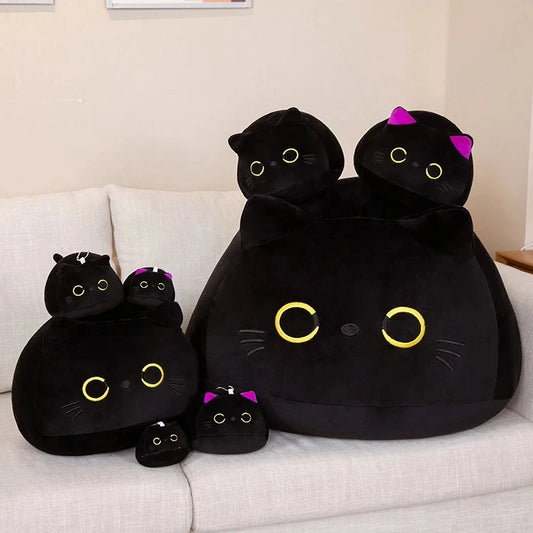 1pc Cute Fat Black Cat pendant Plush Toy Soft Lovely Anime Pillow Cartoon Animal Stuffed Doll Girls Valentine Day Gift Ornaments