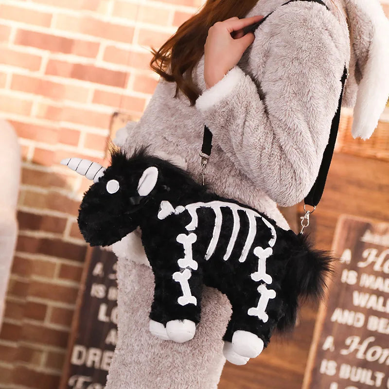 Dark Punk Gothic Unicorn Plush Backpack - Plushy Mart