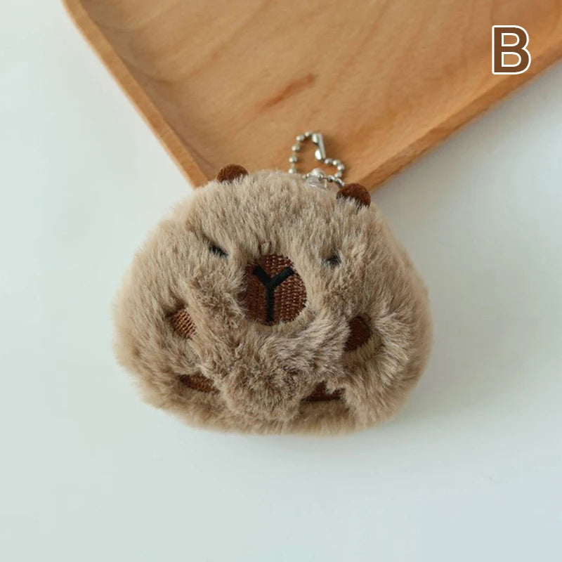 Capybara Plush Doll Squeak Toy Cartoon Keychain Bag Pendant Soft Doll Key Ring Backpack Car Bag Key Pendant Decor Kid Gift