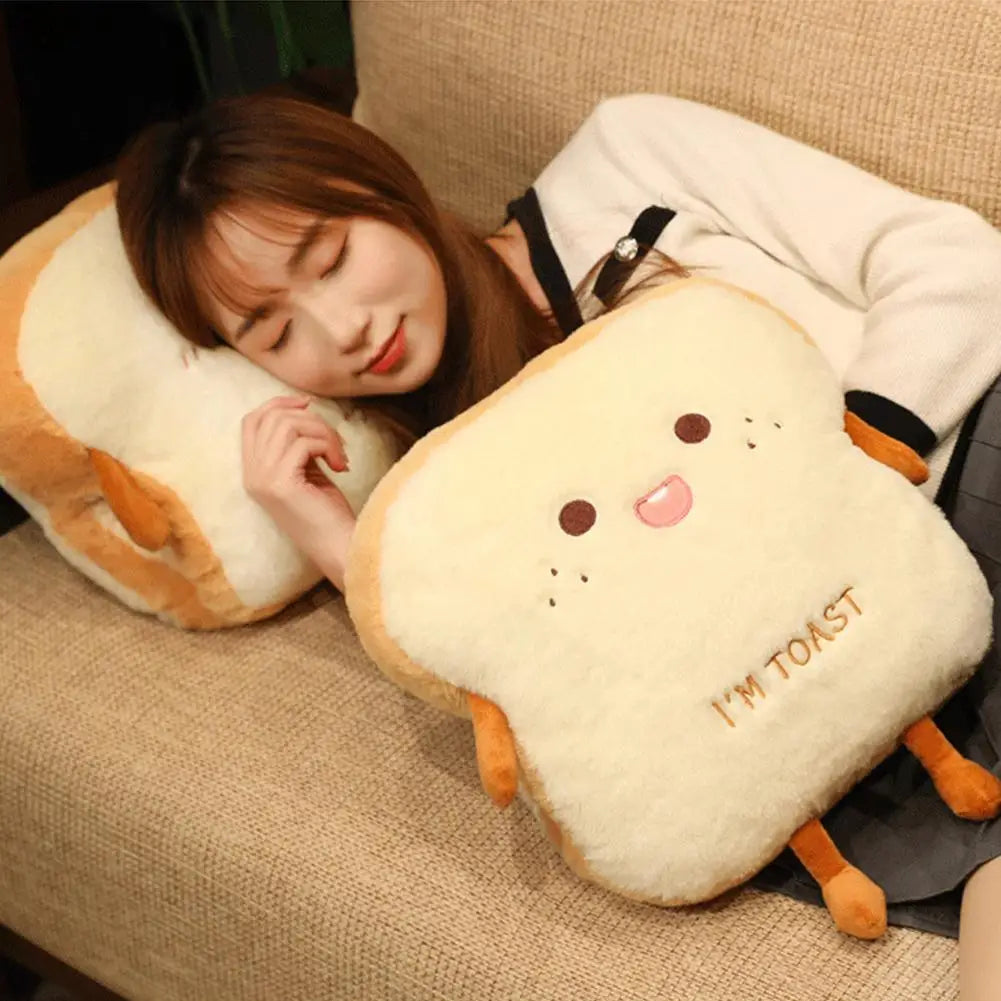 Plush Toast Bread Pillow Cute Simulation Food Hot Dog Soft Doll Hand Warmer Pillow Cushion Home Decor Kids Toys Birthday Gift