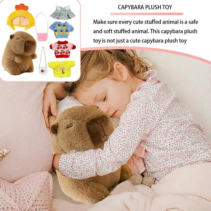 25cm Dress Up Capybara Plush Dolls Stuffed Plush Capybara toys with Clothe and bag hat Accessories Animal Capybara Figure dolls