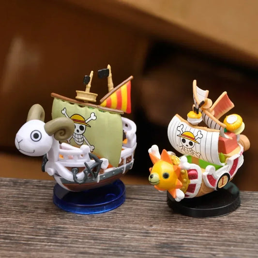 Anime One Piece Ship Figure Luffy Model Toy Super Cute Mini Boat THOUSANDSUNNY Going Merry Assembled Model Action Figure Gifts