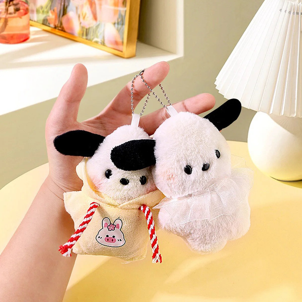 Sanrio Pachacco Plush Keychain Kawaii Bib Scarf Skirt Pachacco Keyring Juguetes De Peluche Shoulder Bag Ornaments Pendant Toys