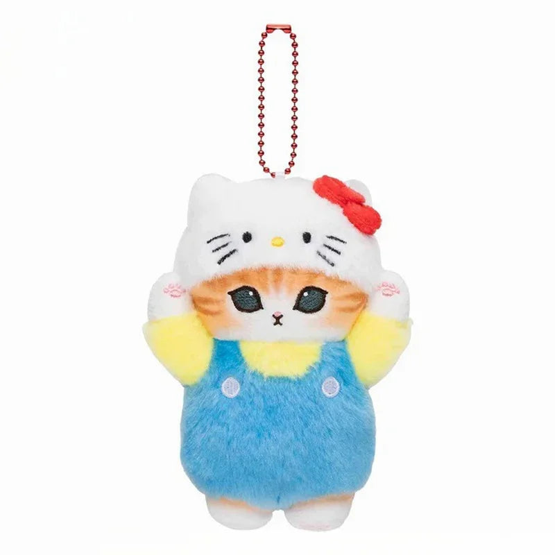 12CM Kawaii Mofusand Cross-Dressing Sanrio Hello Kitty Kuromi Hanyodon Plush keychain pendant Anime plush doll backpack pendant